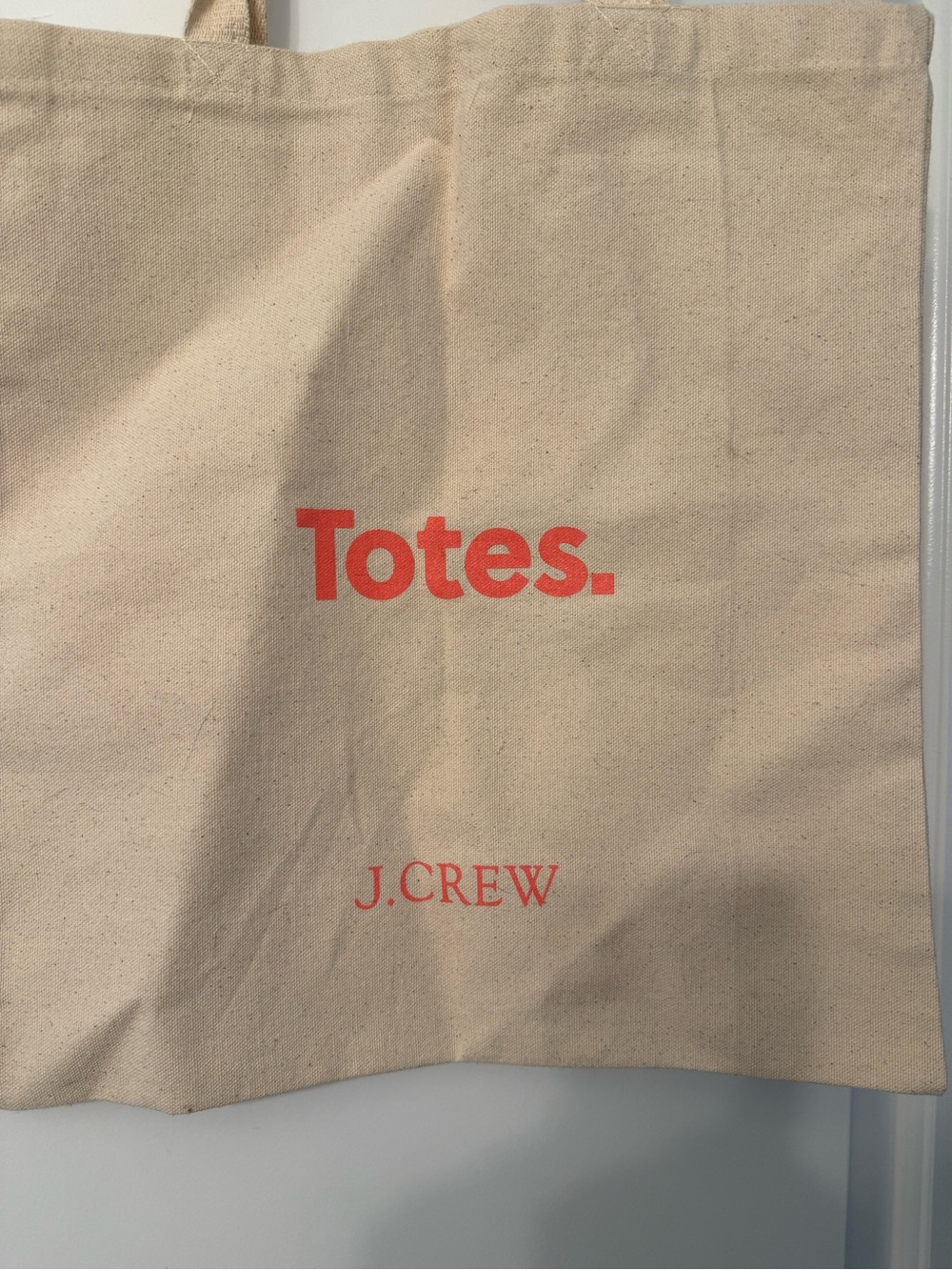 J. Crew Natural Canvas Tote with Red Logo